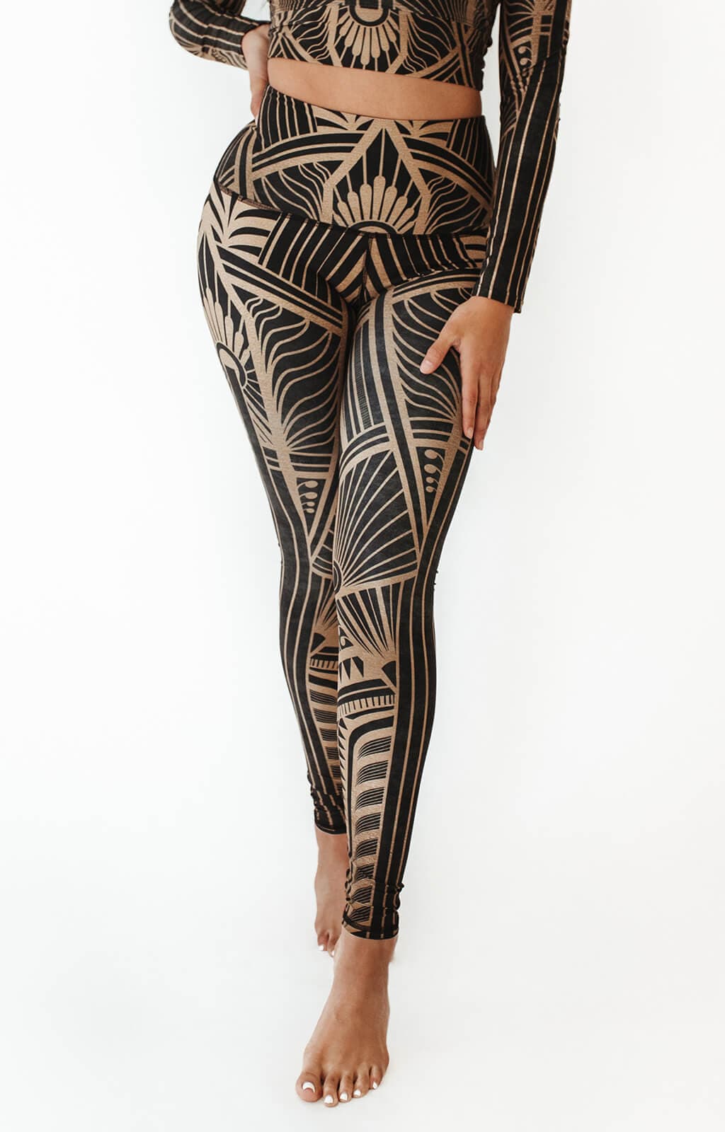 Leggings de yoga con estampado elegante estilo imperio