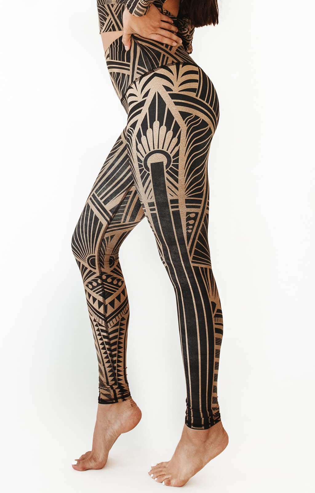 Leggings de yoga con estampado elegante estilo imperio