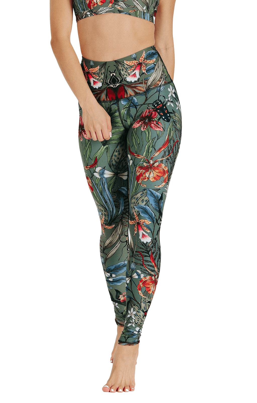 Yoga-Leggings mit „Grüner Daumen“-Print