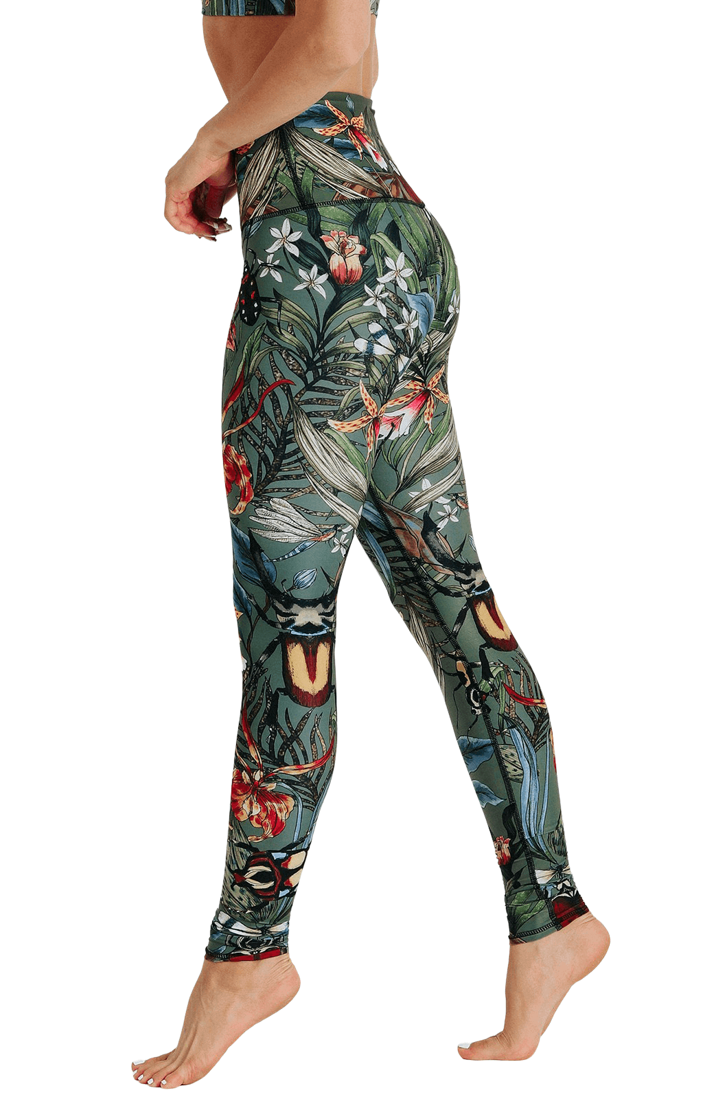 Yoga-Leggings mit „Grüner Daumen“-Print