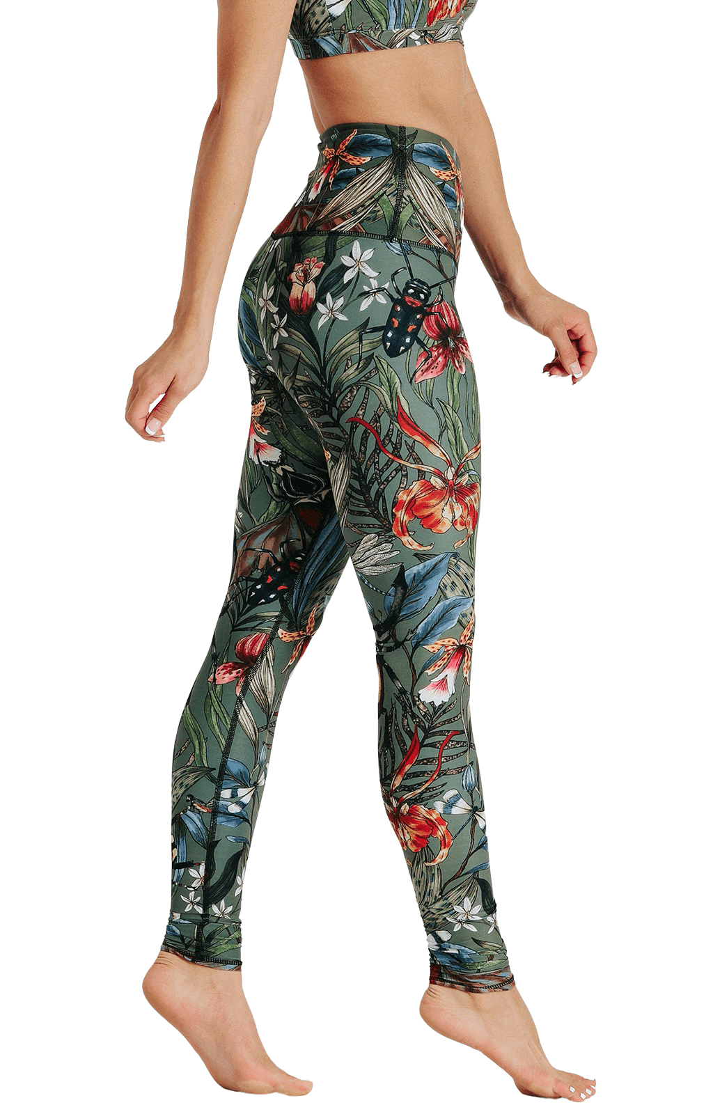 Yoga-Leggings mit „Grüner Daumen“-Print