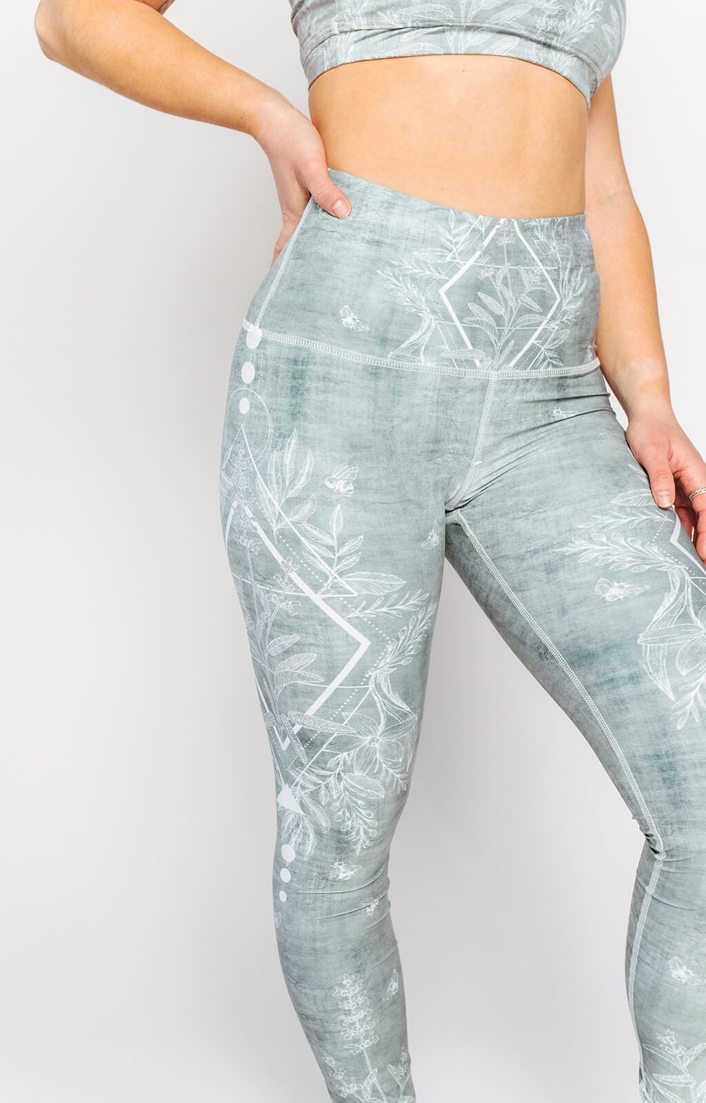 Bedruckte Yoga-Leggings „Pure Sage“