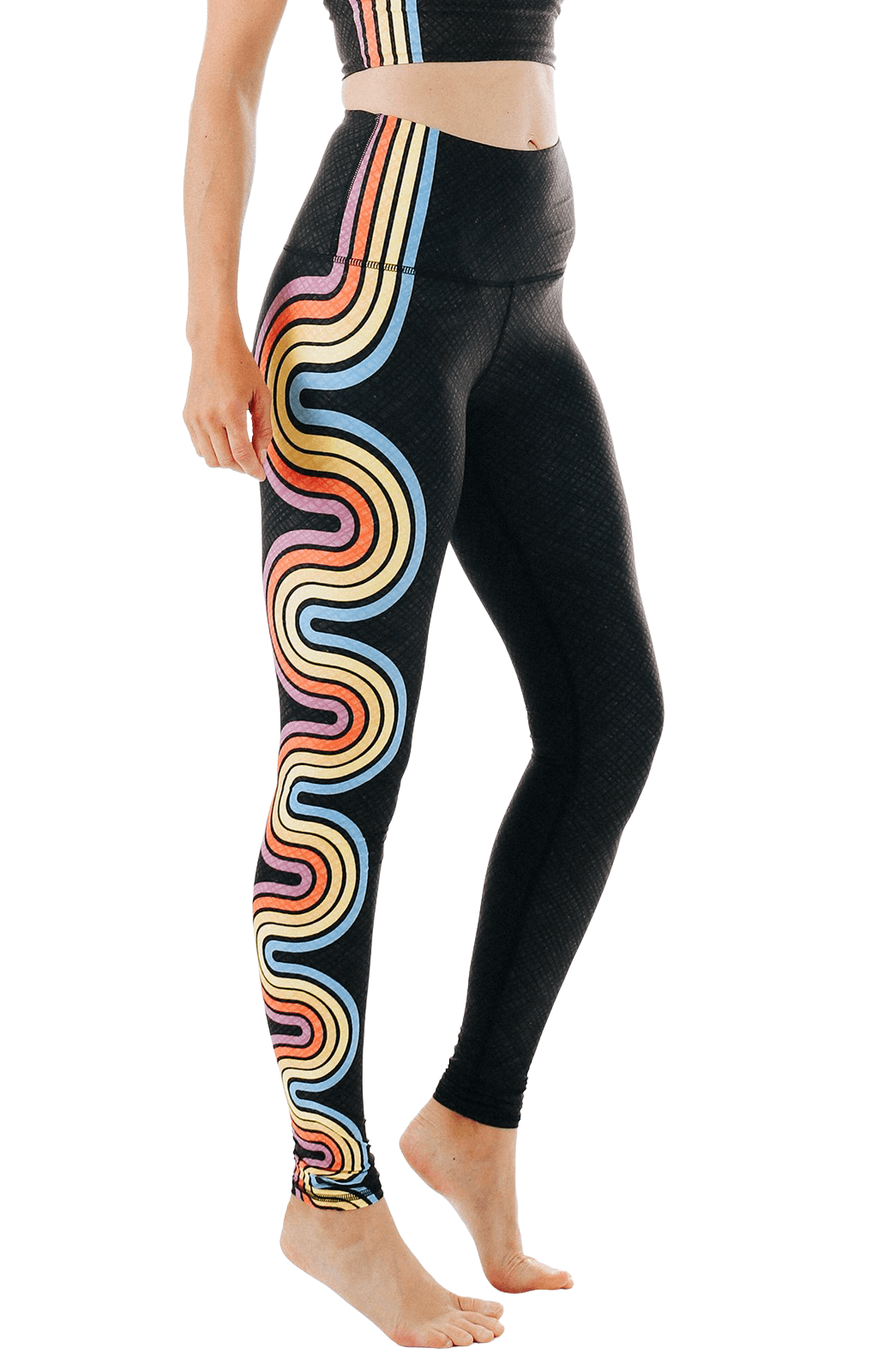 Leggings de yoga con estampado de arcoíris doble