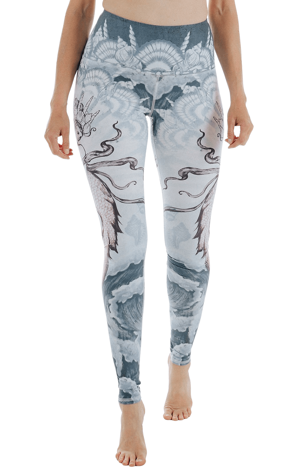 Leggings de yoga con estampado de diosa del mar