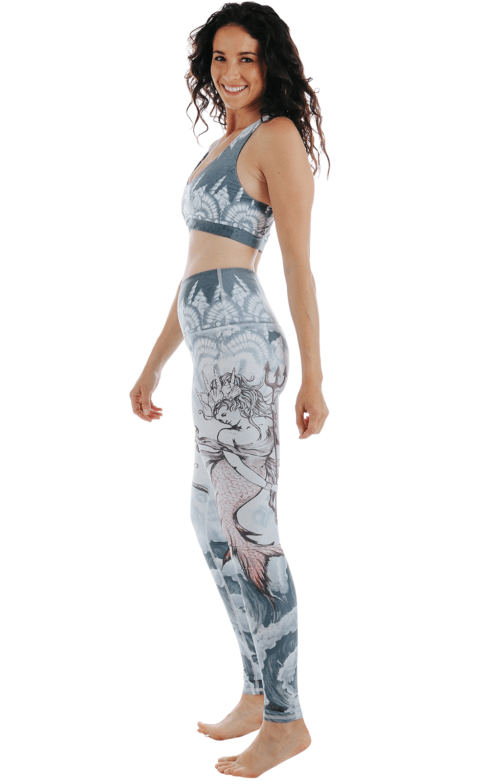 Leggings de yoga con estampado de diosa del mar