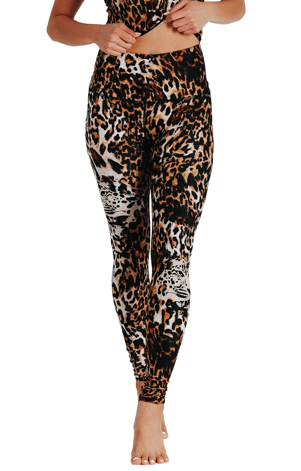 Leggings de yoga con estampado de gato salvaje