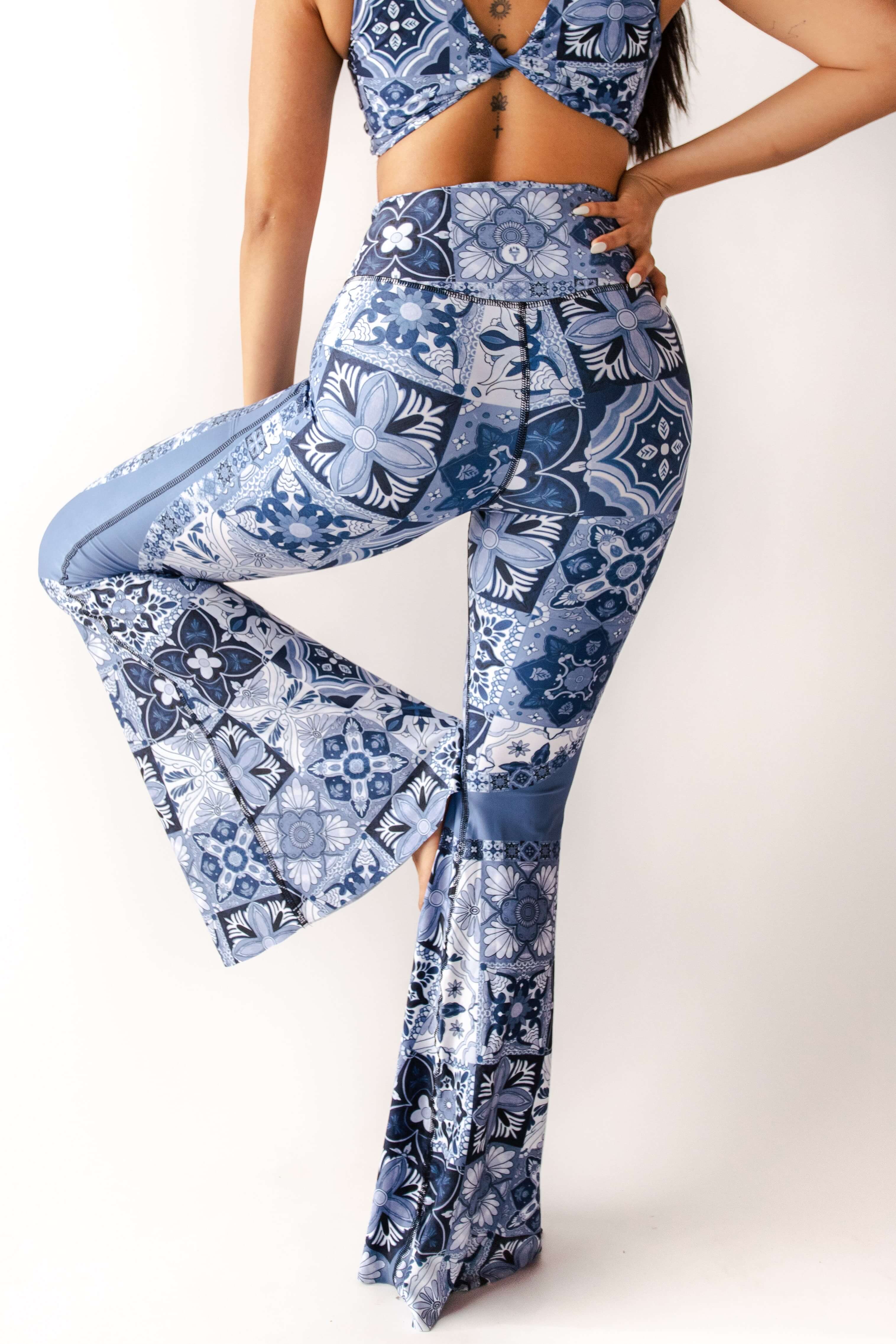 Pantalones de campana 2.0 en mosaico en azul