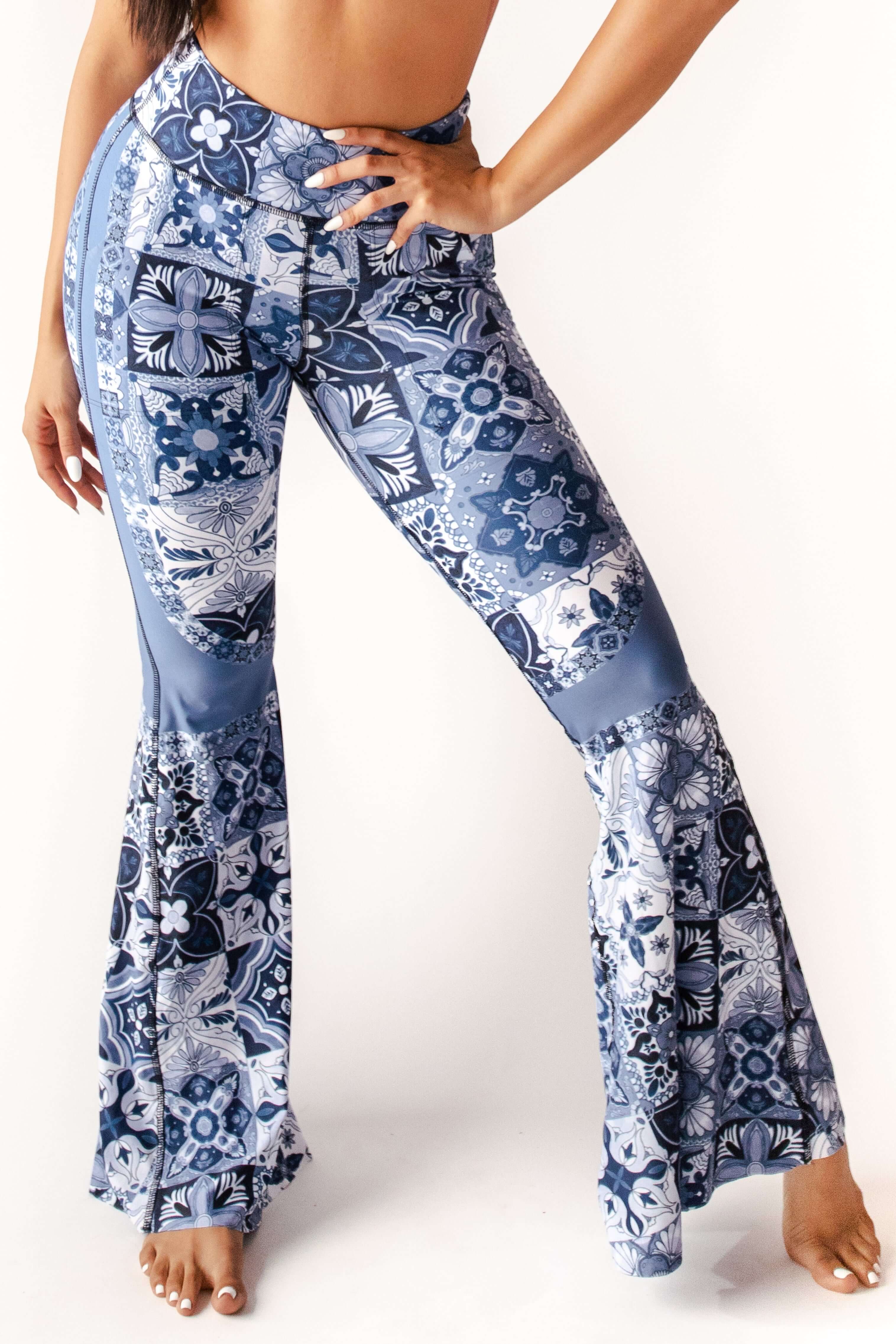 Pantalones de campana 2.0 en mosaico en azul