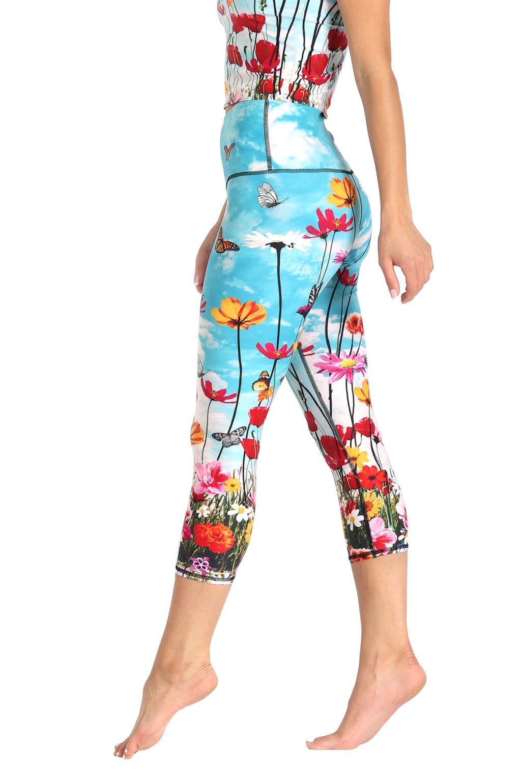 Yoga-Shorts mit Blumenbomben-Print