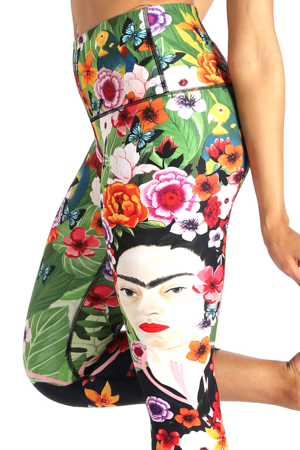 Yoga-Shorts mit Kahlo-Print