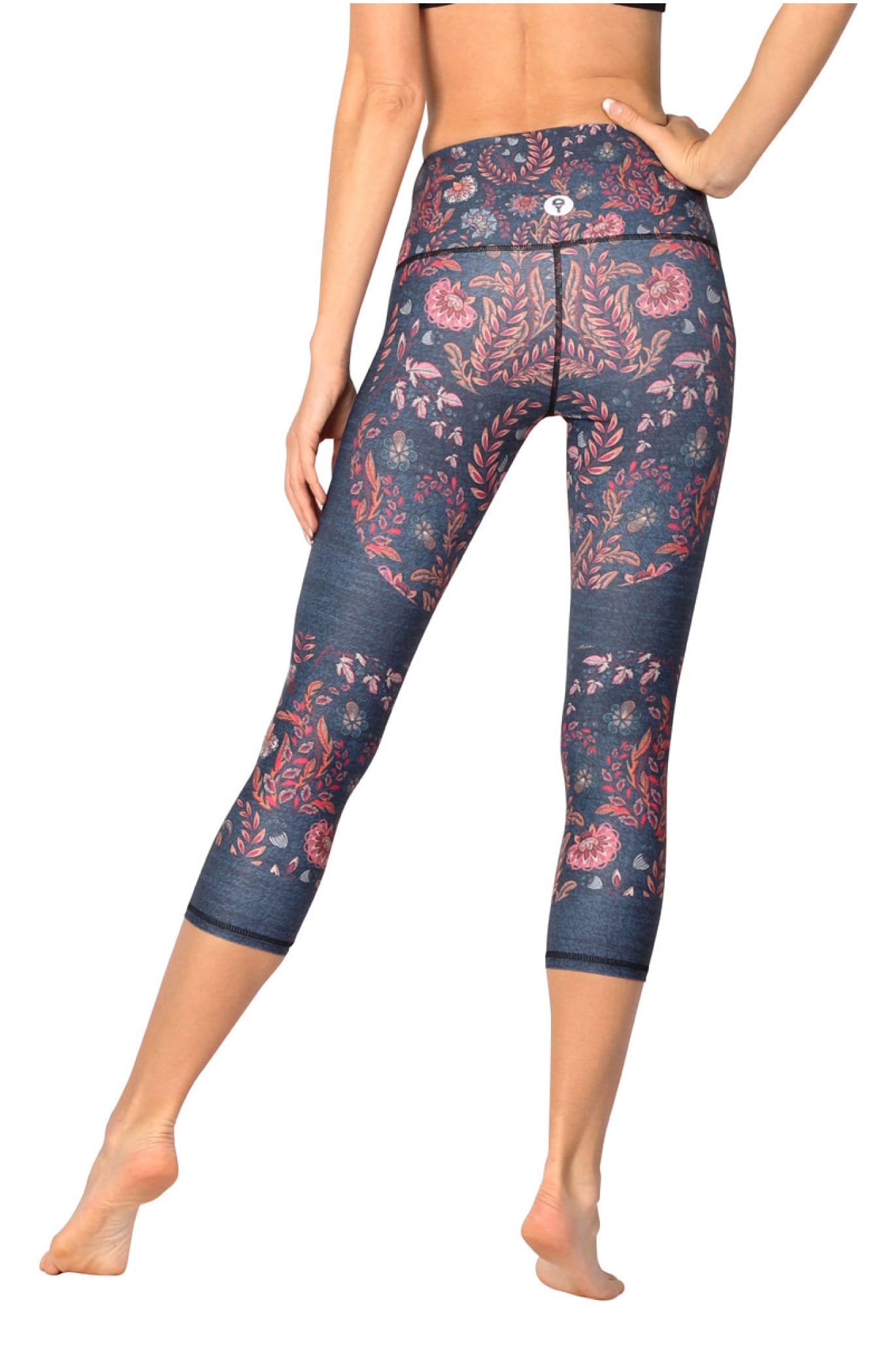 Festival-Yoga-Crops aus bedrucktem Denim