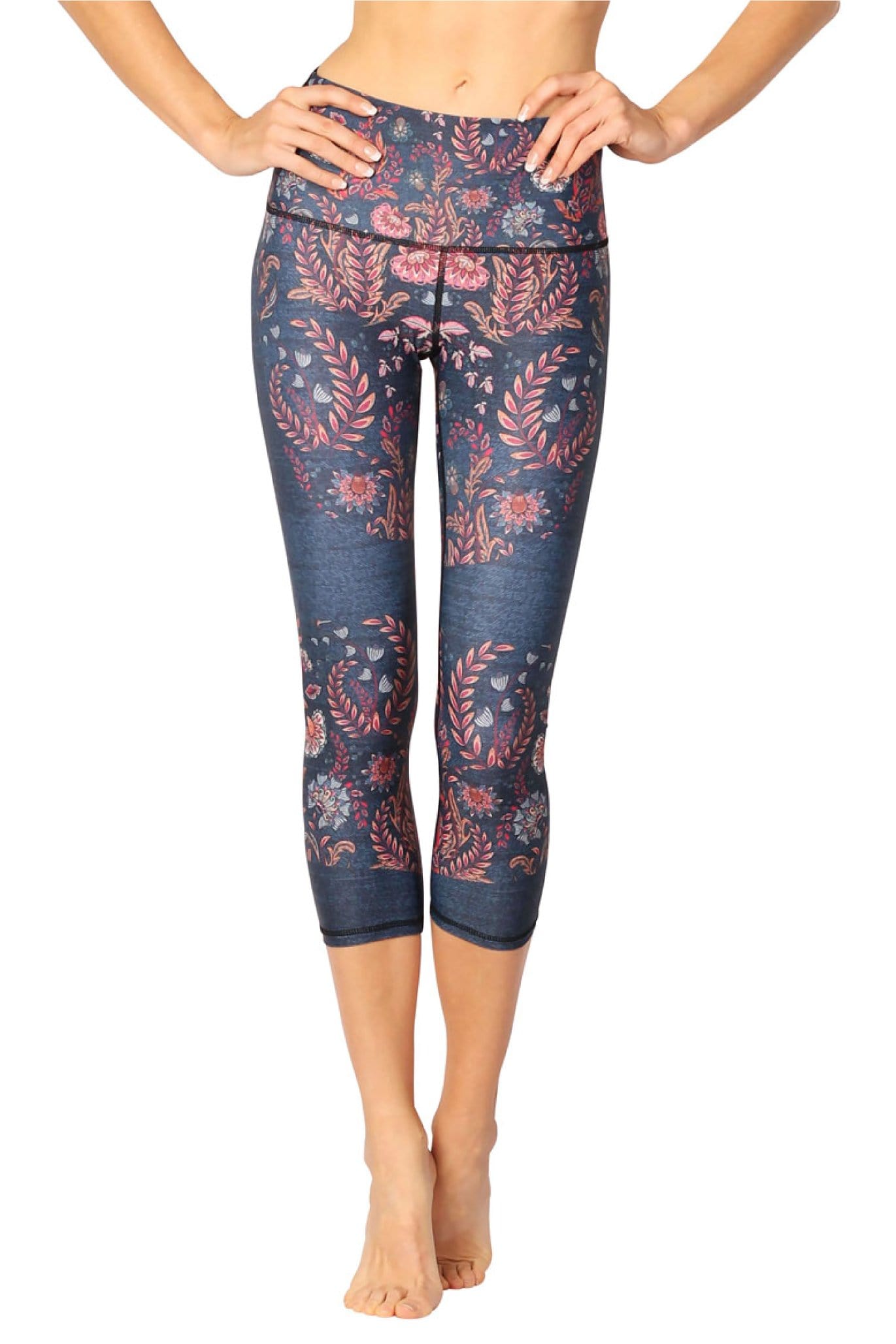 Festival Denim Printed Yoga Crops