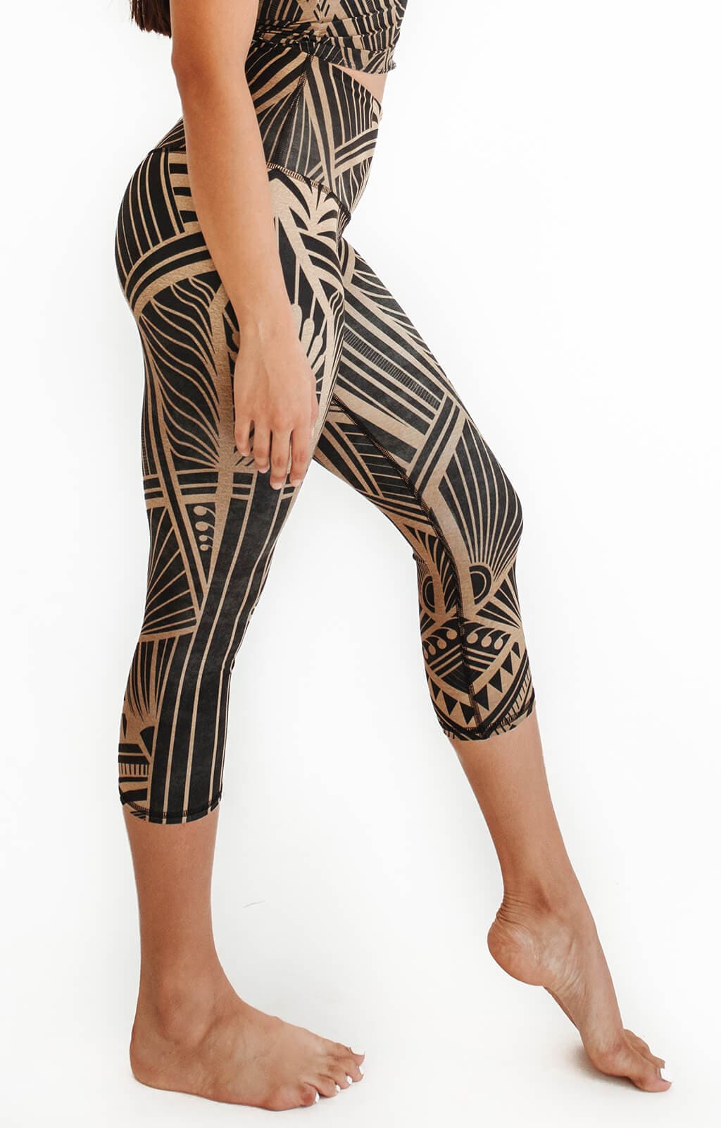 Elegante Yoga-Crops mit Empire-Print