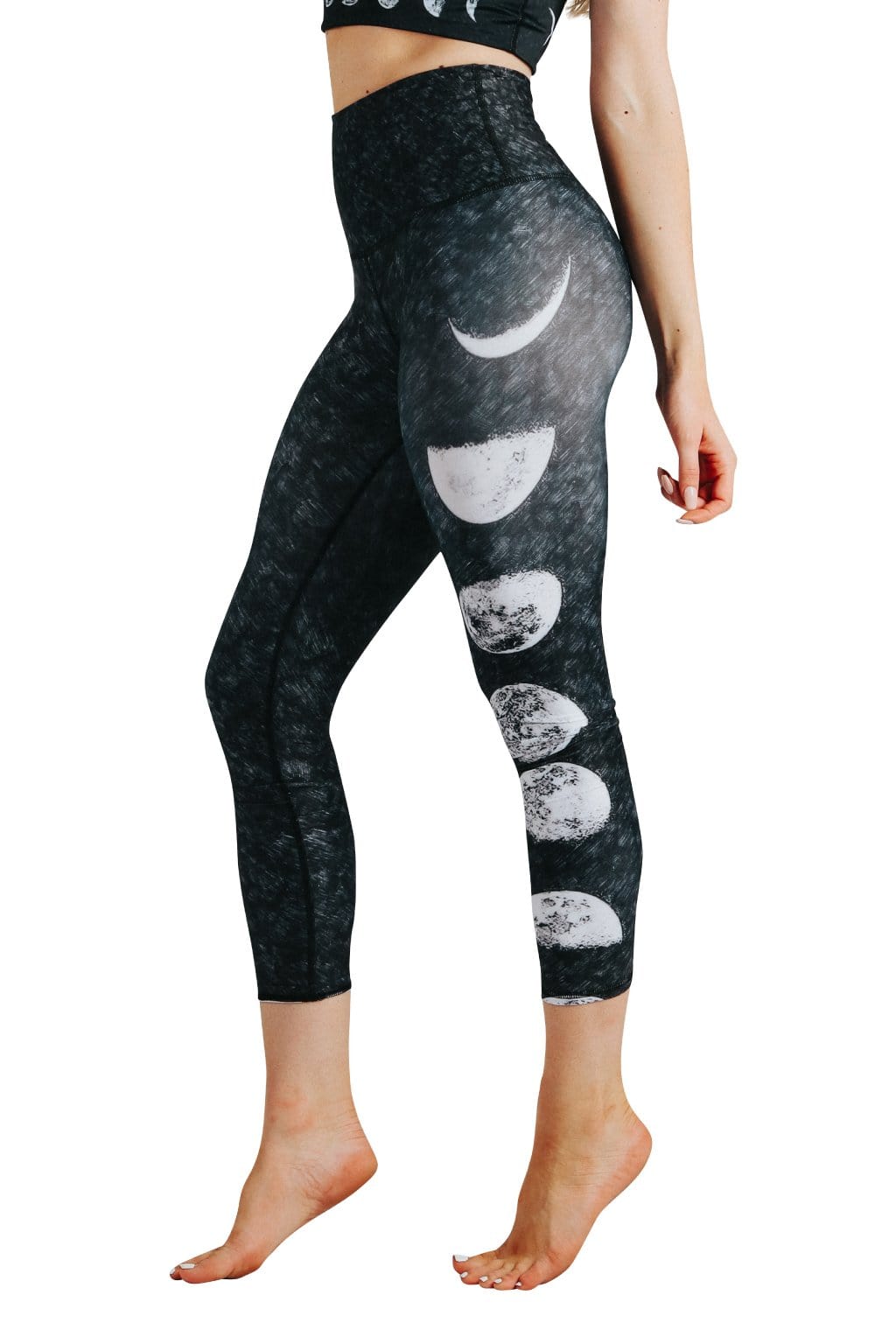 Just a Dark Moon Phase Printed Yoga Crop