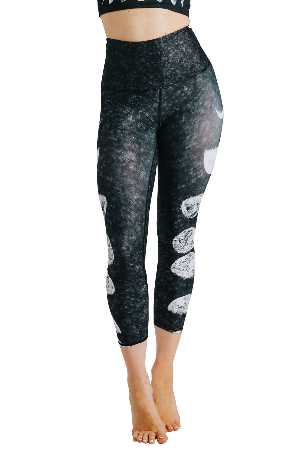 Just a Dark Moon Phase Printed Yoga Crop