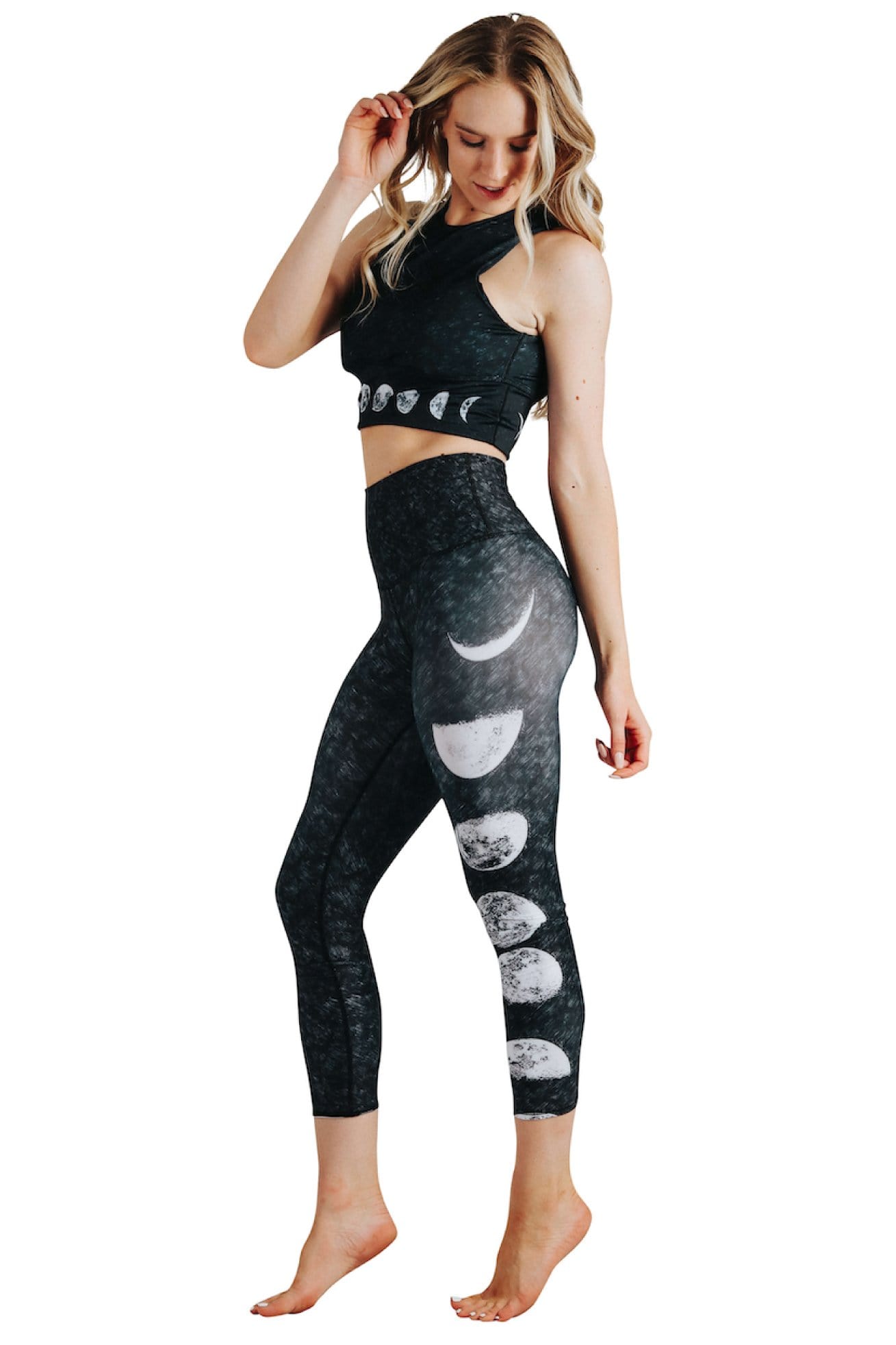 Just a Dark Moon Phase Printed Yoga Crop