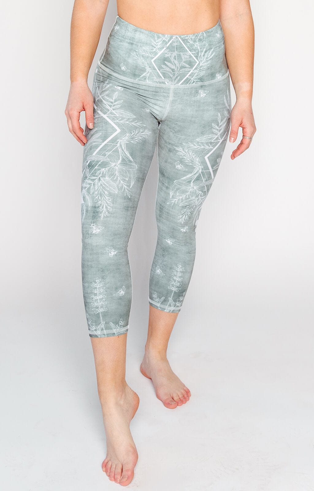 Pure Sage Printed Yoga Crops