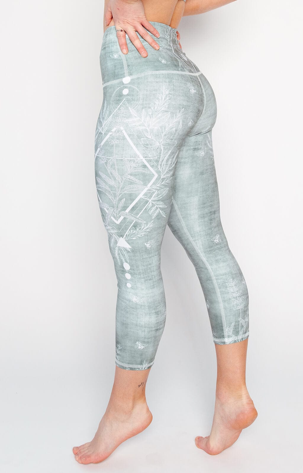 Pure Sage Printed Yoga Crops