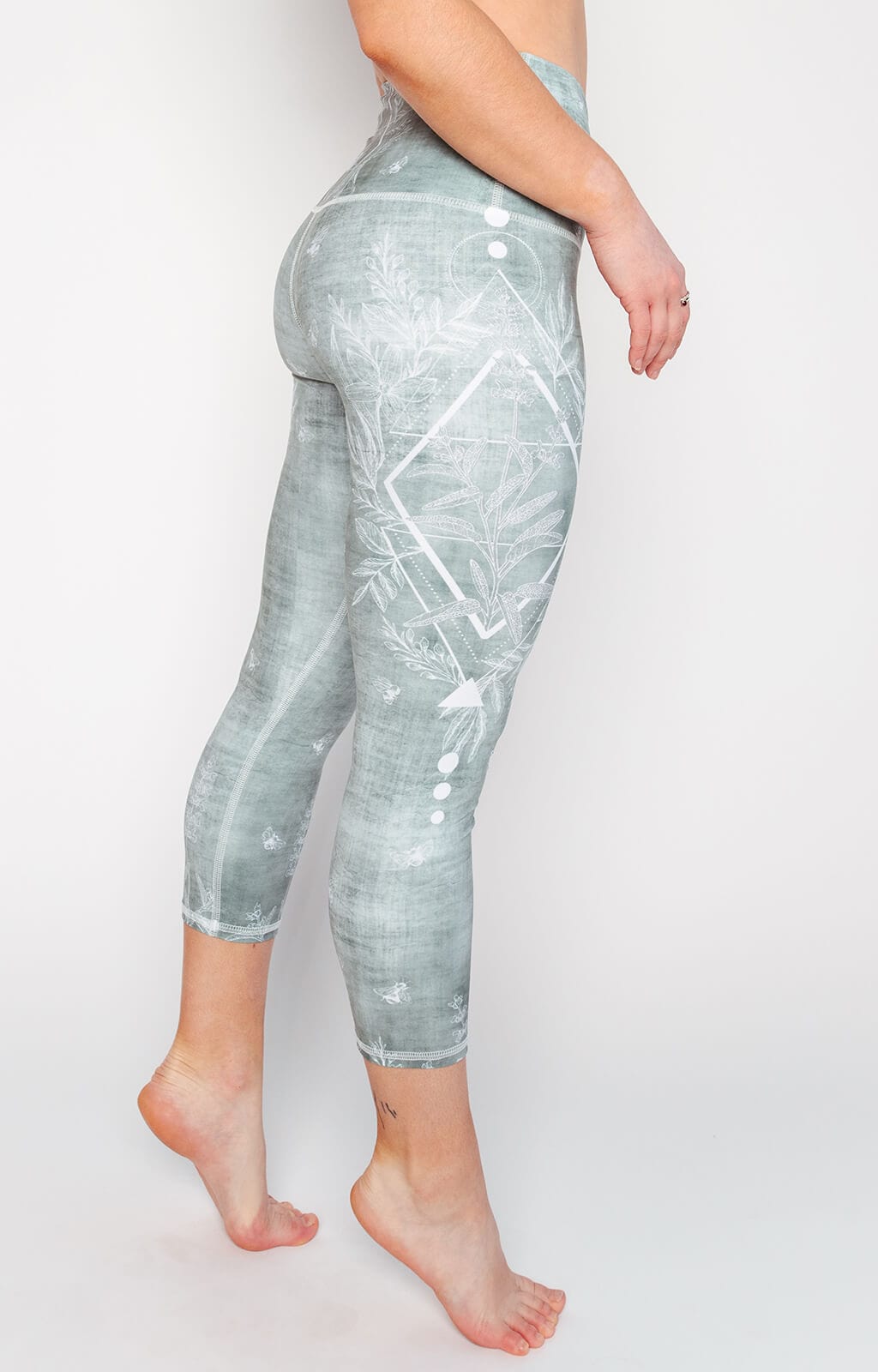 Pure Sage Printed Yoga Crops