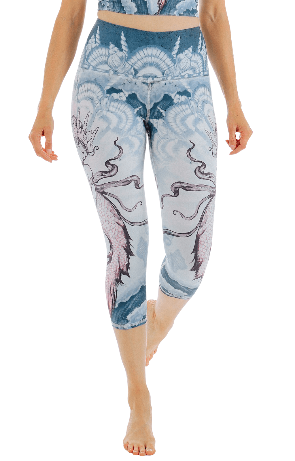 Pantalones de yoga estampados de la diosa del mar