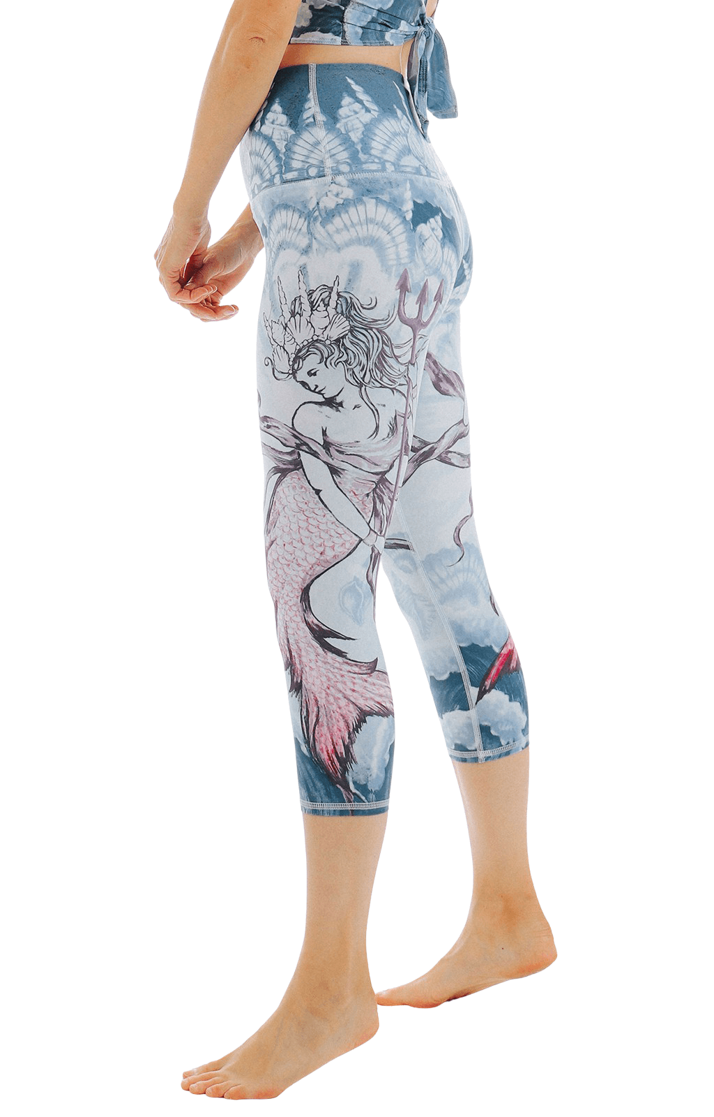 Pantalones de yoga estampados de la diosa del mar