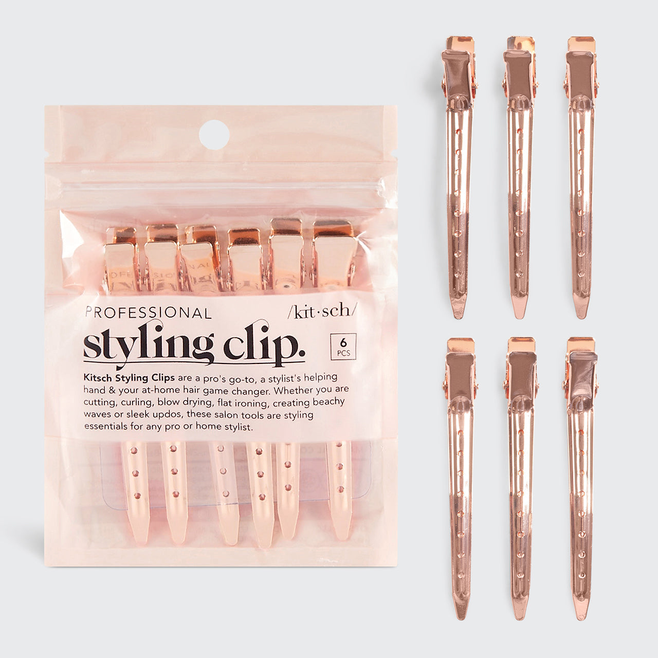 Styling Hair Clips 6pc (Rose Gold)