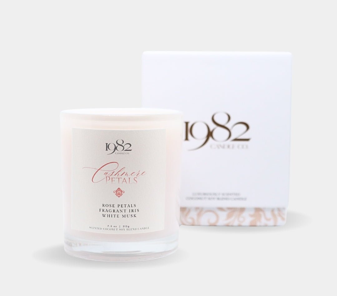 1982 Candle Co.™ Cashmere Petals (7.5oz Single Wick) - Notes: Rose Petals, Fragrant Iris, Soft Cashmere & White Musk - M.S Skincare