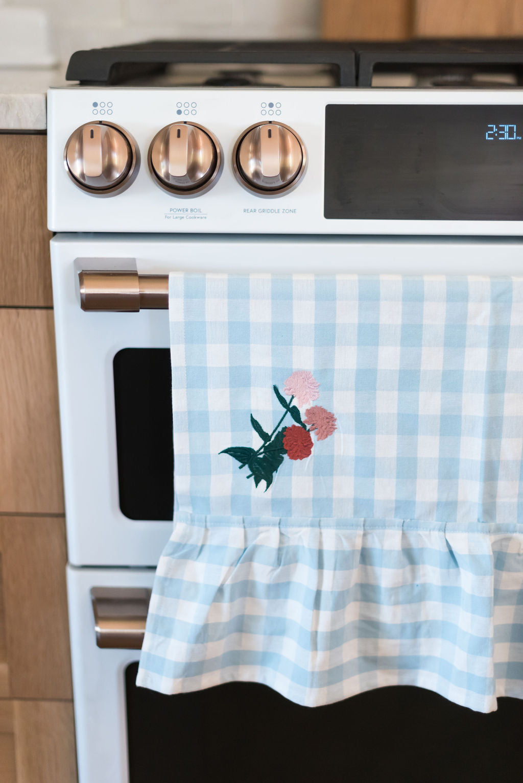 Blue Ruffled Gingham Dish Towel