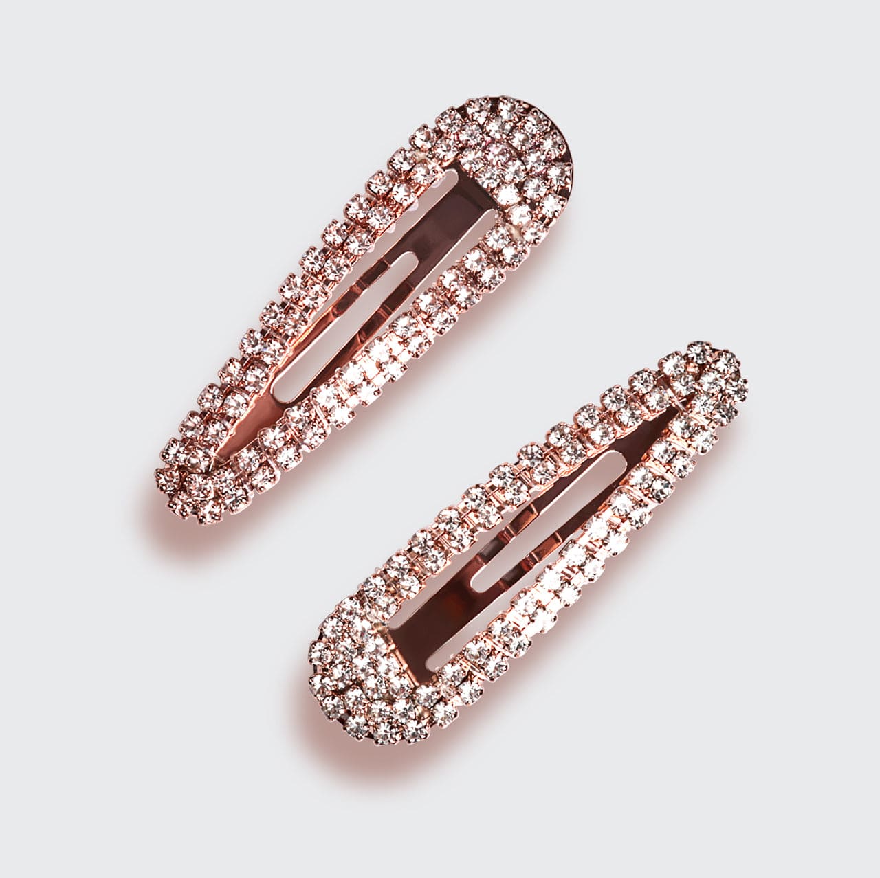 Mini Strass Druckknopf Clips - Roségold