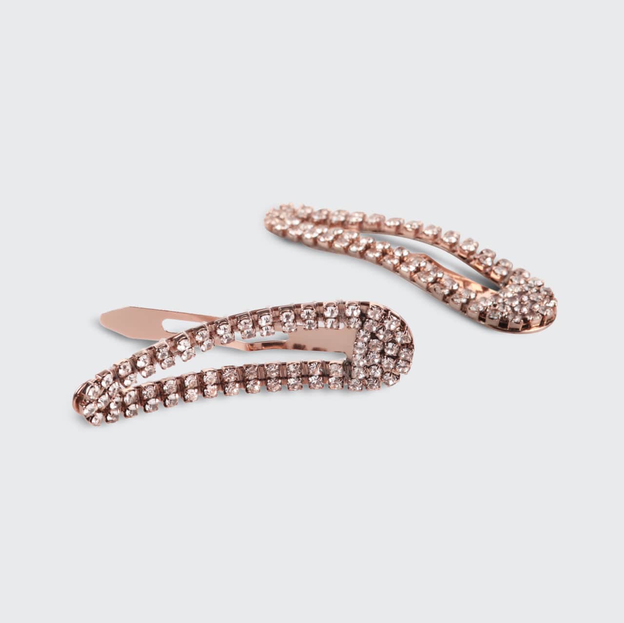 Mini Strass Druckknopf Clips - Roségold