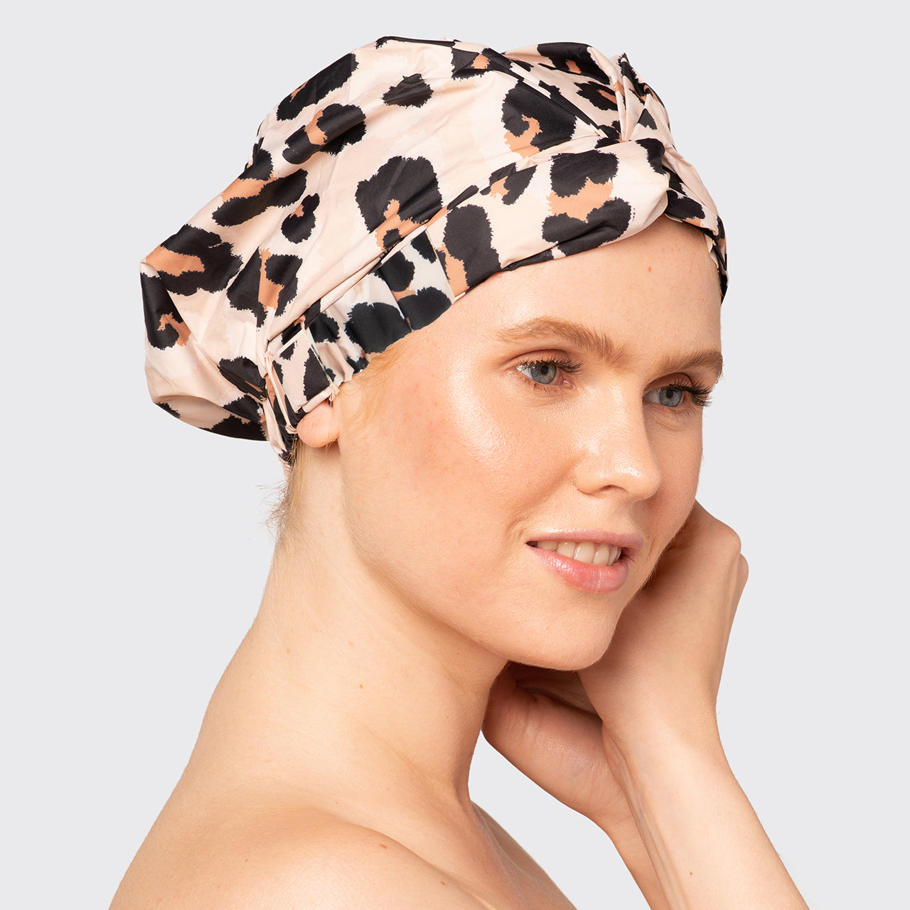 Recycled Polyester Luxe Shower Cap - Leopard