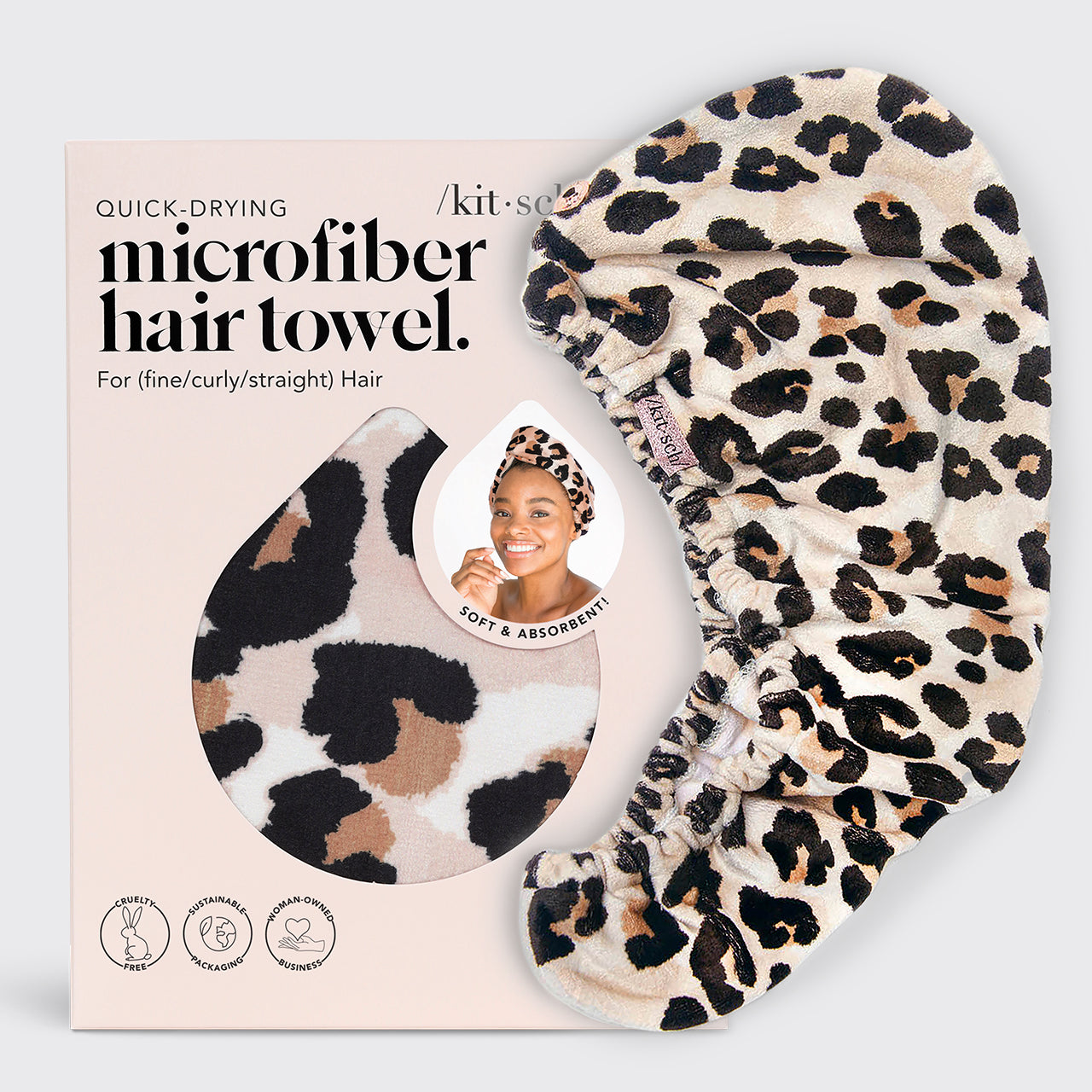 Toalla de microfibra para el cabello con estampado de leopardo