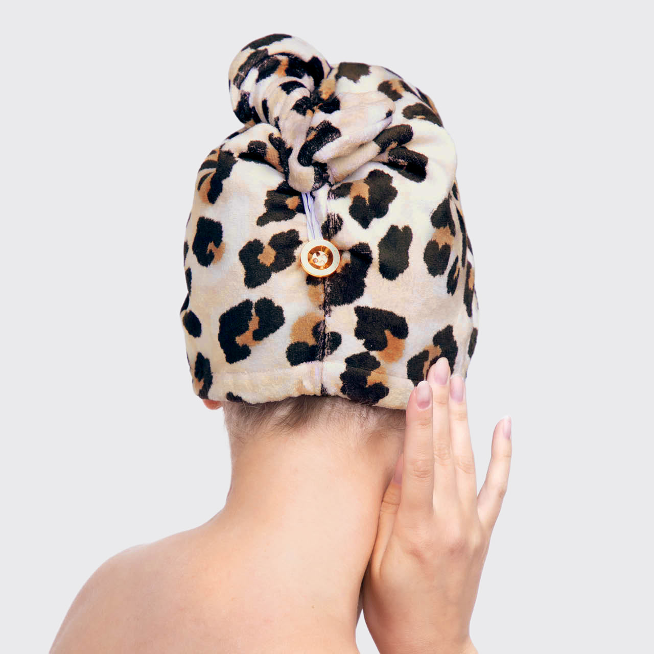 Toalla de microfibra para el cabello con estampado de leopardo