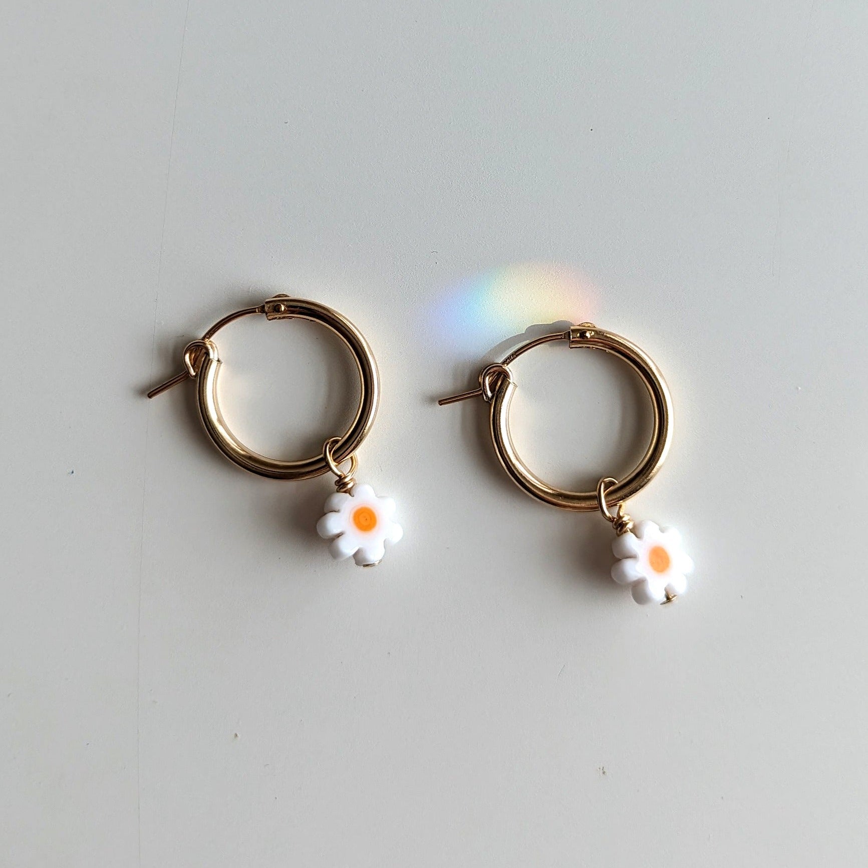 Charm Hoop Earrings | Daisies