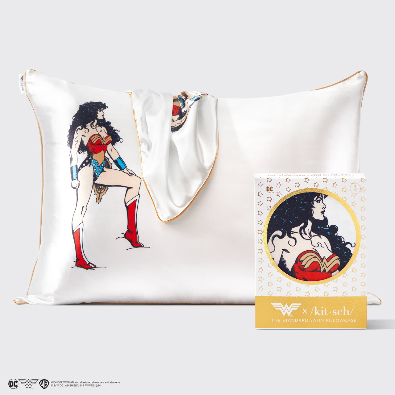 Funda de almohada de satén Kitsch x Wonder Woman - Believe In Wonder