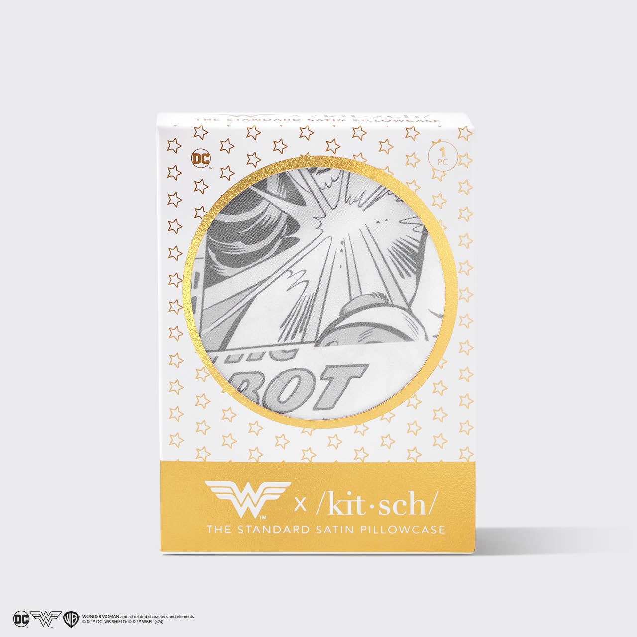 Kitsch x Wonder Woman Satin-Kissenbezug – Comic-Druck