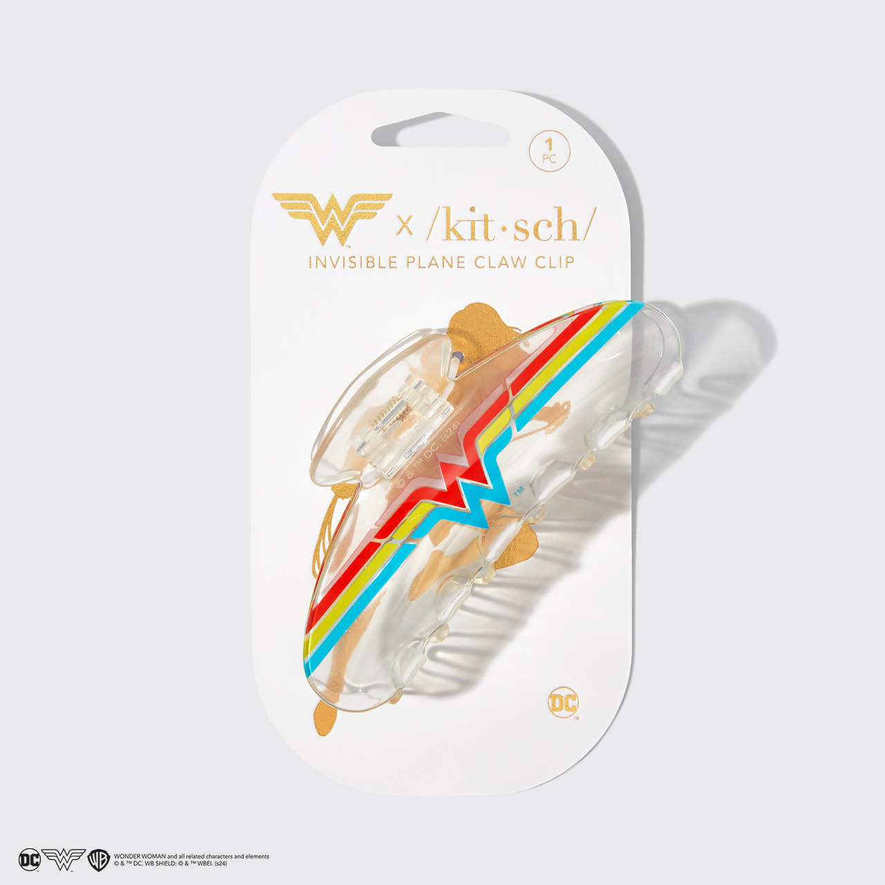 Kitsch x Wonder Woman Clip aus transparentem Acryl mit Aufdruck