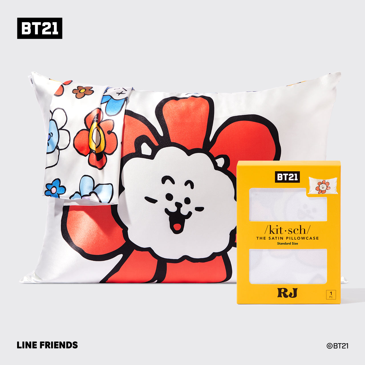 Kitsch x BT21 Satin-Kissenbezug – RJ 