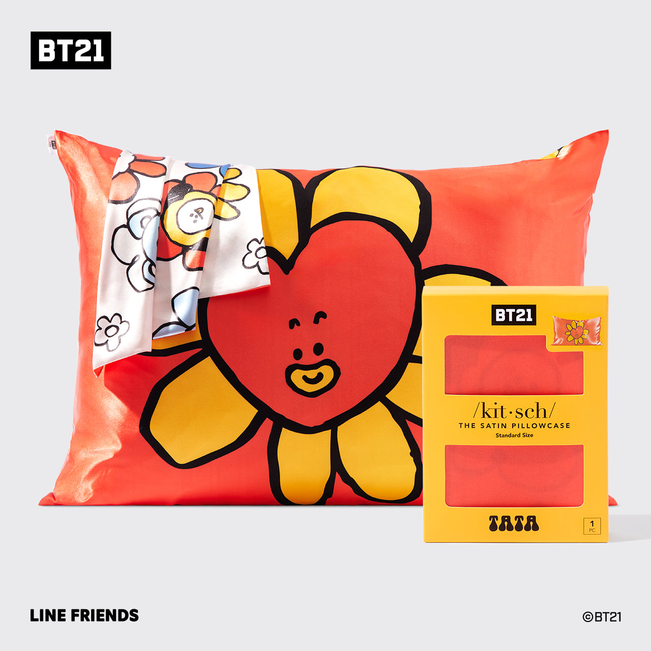 Kitsch x BT21 Satin-Kissenbezug – TATA 