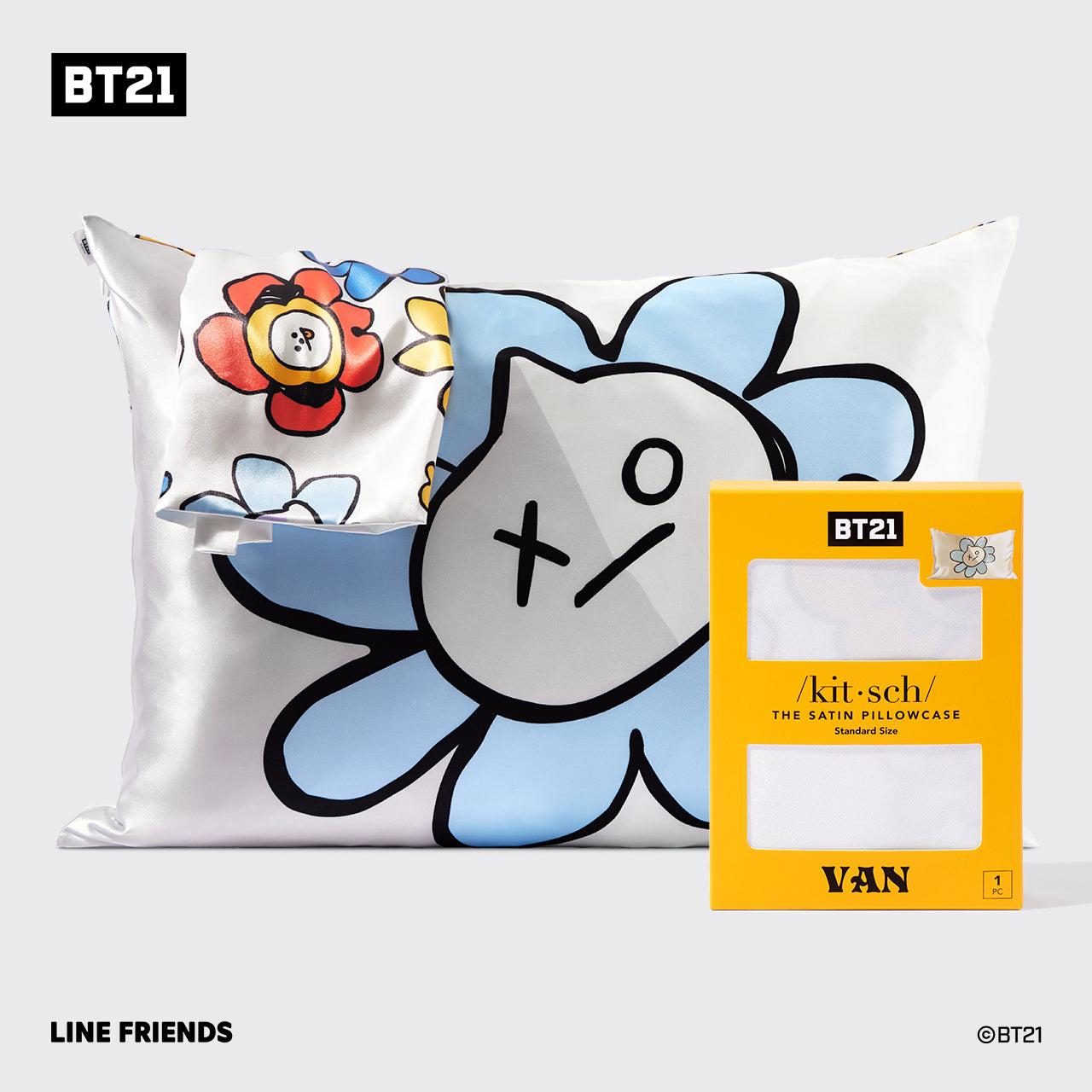 Kitsch x BT21 Satin-Kissenbezug – VAN 