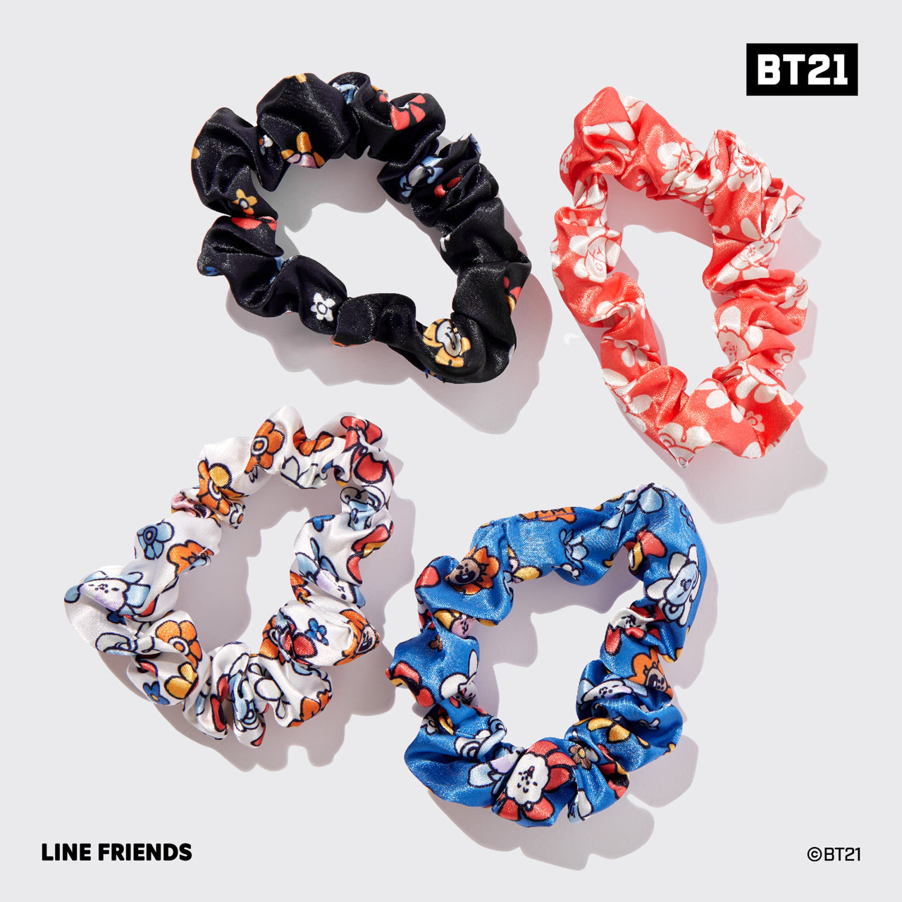 Kitsch x BT21 Satin Sleep Scrunchies 4pc Set