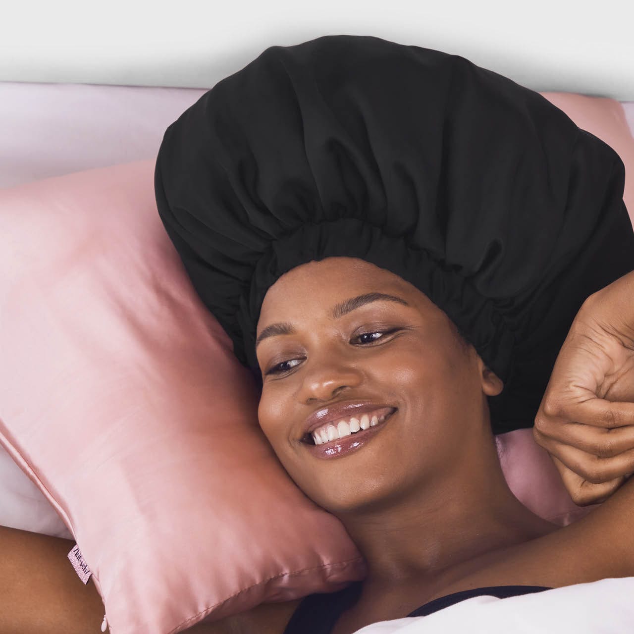 Gorro de dormir de satén negro 