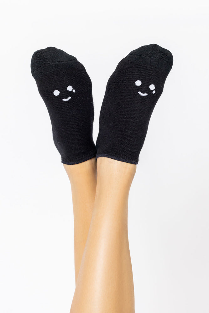 Happy Cry Face Niedrig sitzende Socken - Schwarz 