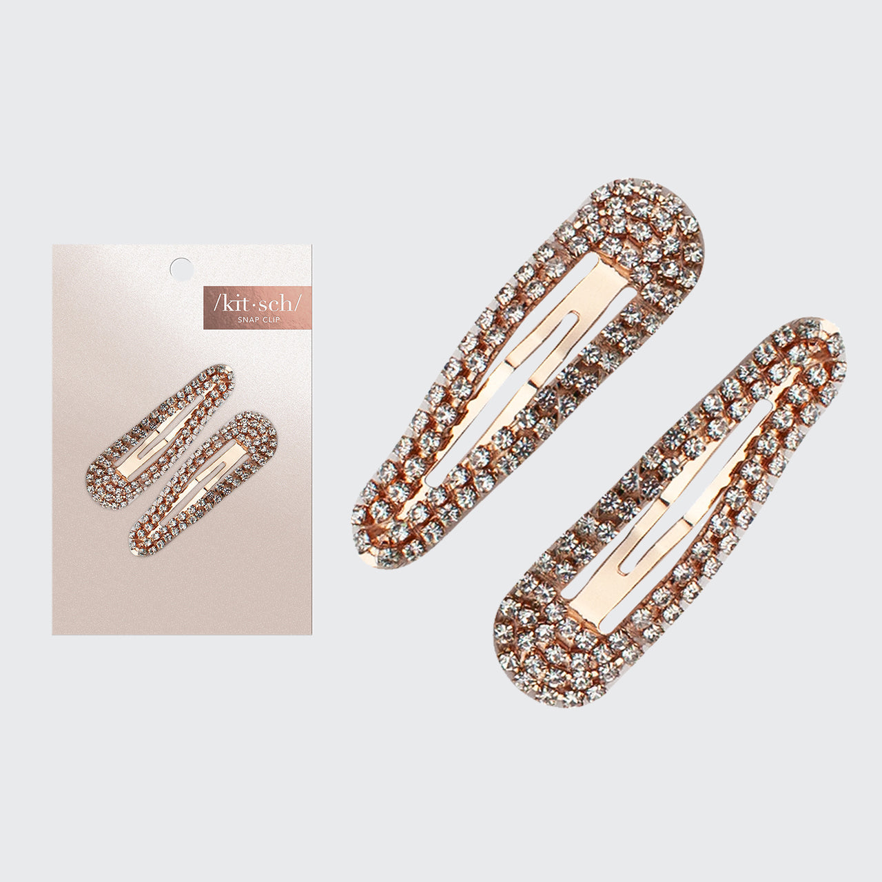 Mini Strass Druckknopf Clips - Roségold