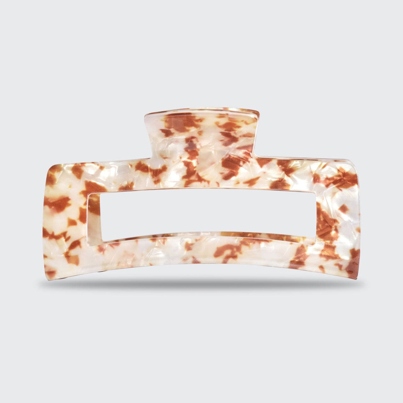 Jumbo Open Shape Claw Clips - Tan Marble