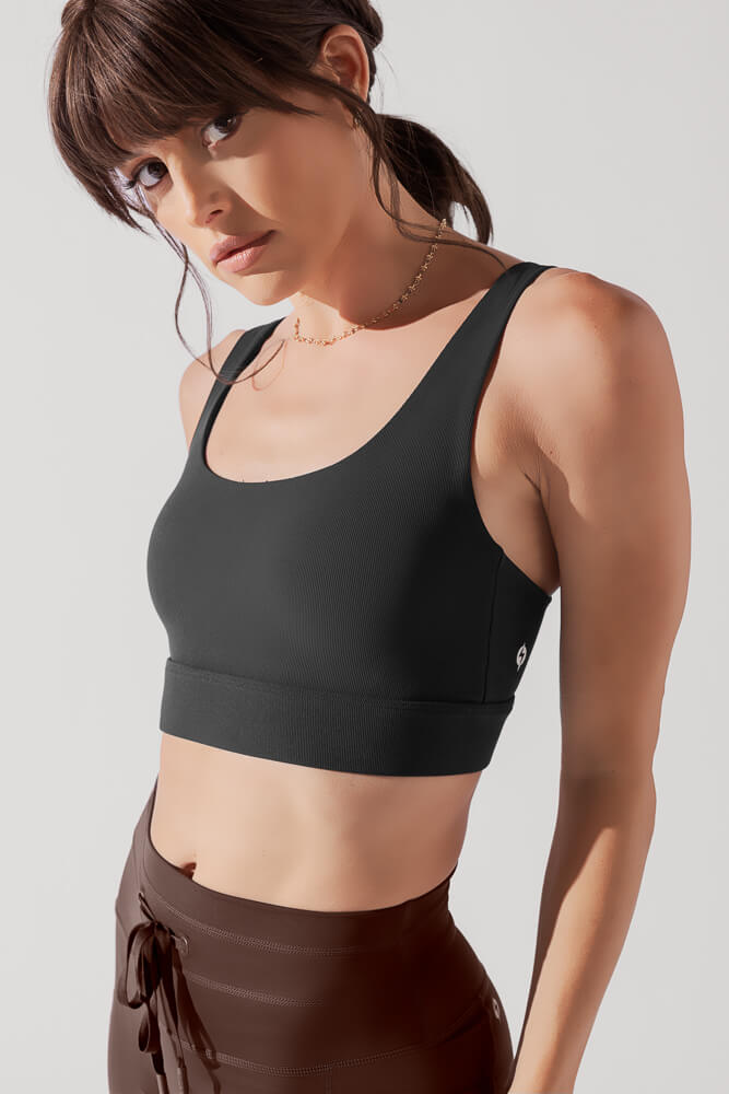 Adventure Scoop Bra (Ribbed) - Charcoal