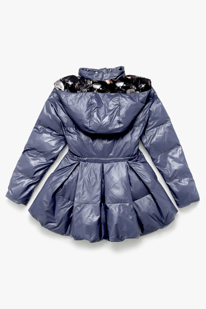 Pufferjacke mit Perlen-Schößchen - Marineblau 