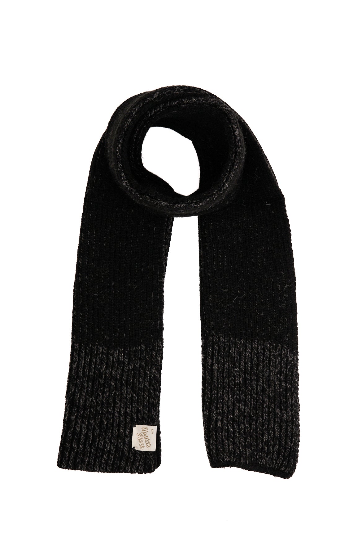 Black Melange Ragg Wool Scarf