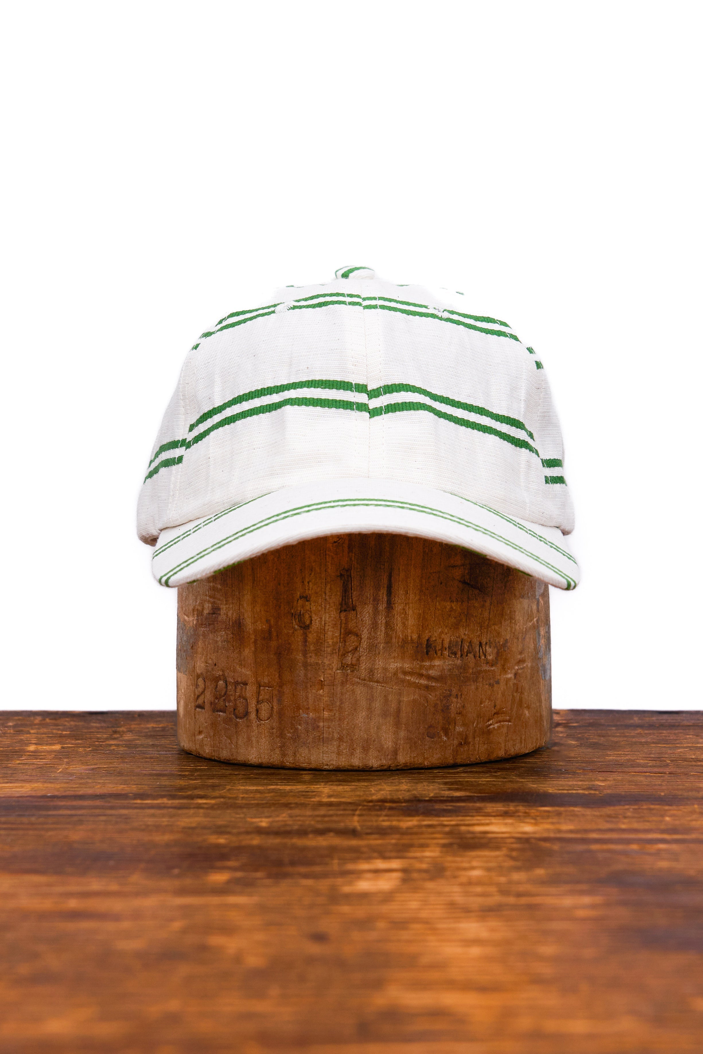 6-Panel-Cap – Japanisches Leinen – BALLPARK GREEN STRIPE