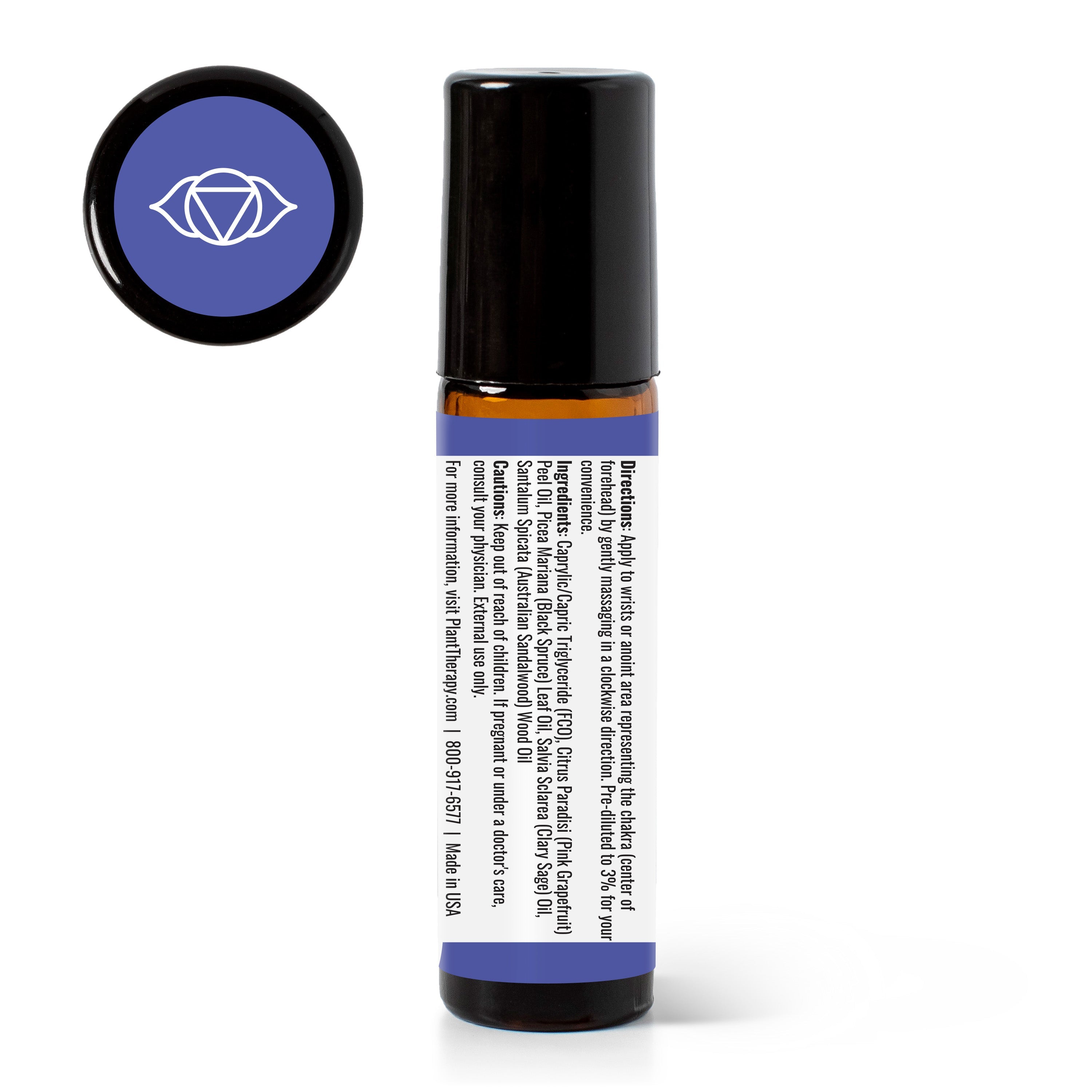 Mezcla de aceites esenciales prediluidos Clear Intuition (Chakra del entrecejo) Roll-On de 10 ml